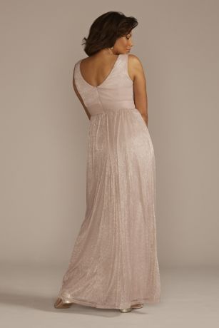 Metallic Glitter Knit Tank ALine Dress with Slit David's Bridal